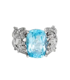 MES BIJOUX Ring "Toliara" Witgoud, Topaas en Diamanten silver