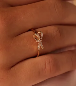 Lucardi Ring Zilver - Strikje gold Outlet