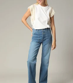 Deeluxe RIO - Blauwe denim flare jeans met ritssluiting gray New
