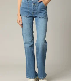 Deeluxe RIO - Blauwe denim flare jeans met ritssluiting gray New