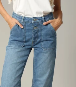Deeluxe RIO - Blauwe denim flare jeans met ritssluiting gray New
