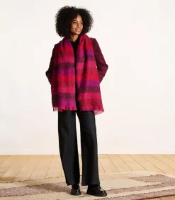 La Fée Maraboutée Rode mohair sjaal met strepen red Discount