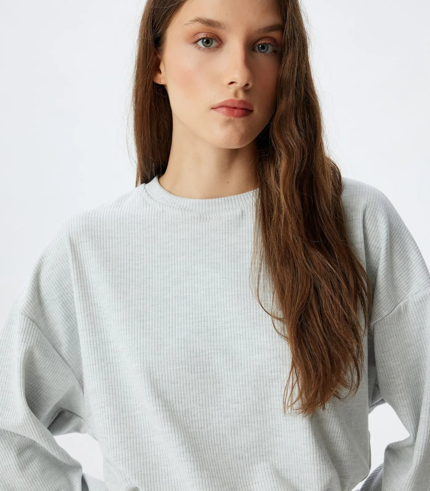 Koton Ronde kraag Lange mouw Pyjama'S Gebreide Top gray Online