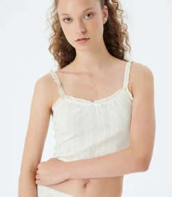 Koton Ronde kraag Mouwloos Tanktop offWhite