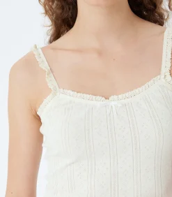 Koton Ronde kraag Mouwloos Tanktop offWhite