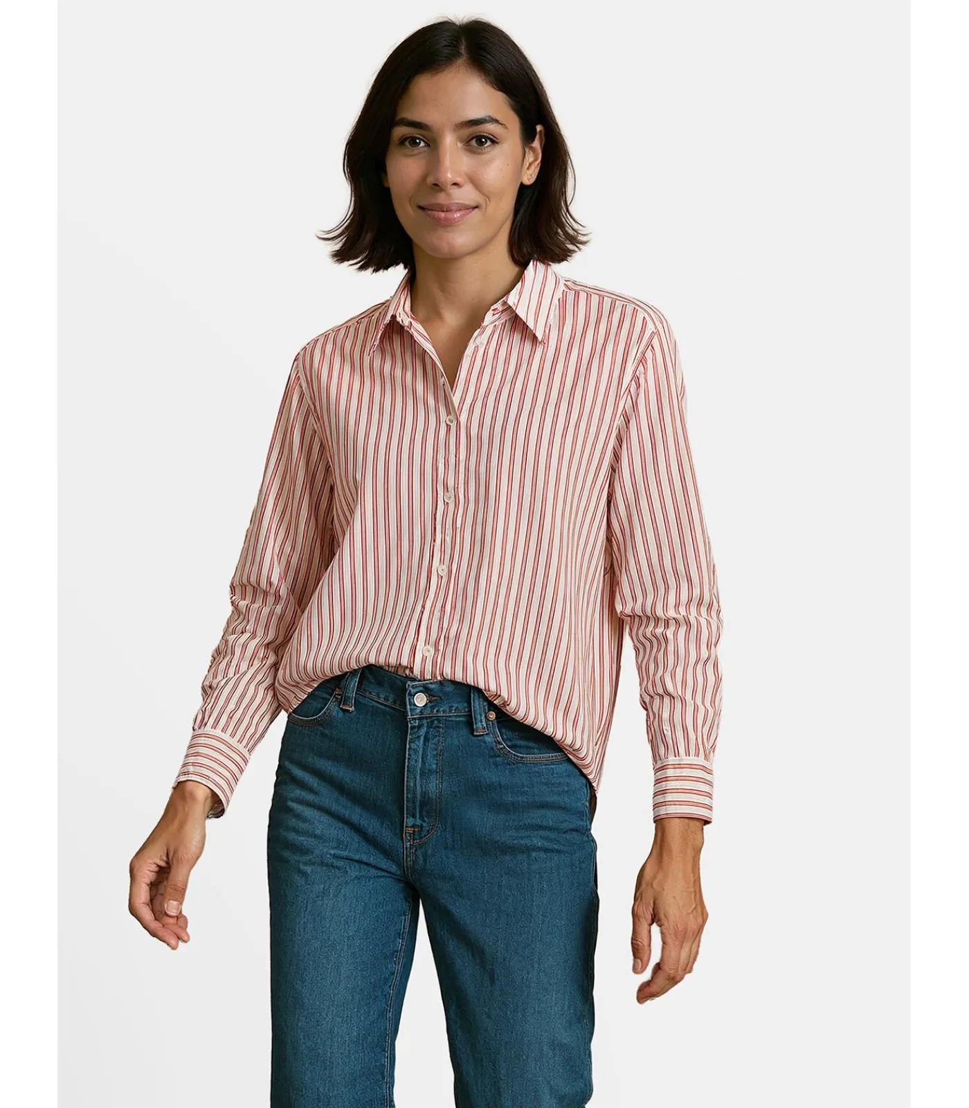 J&JOY Rood en zwart gevoerde damesblouse multicolor Best