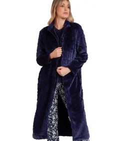 ADMAS Rosas Lange jas voor binnen Jacquard blue