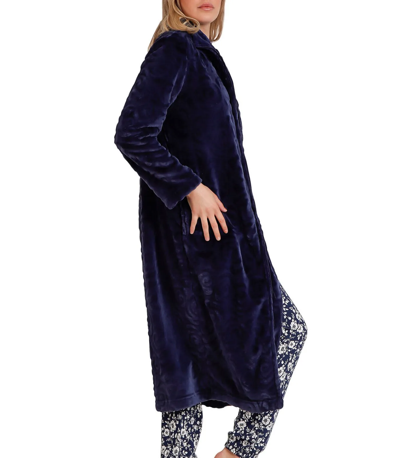 ADMAS Rosas Lange jas voor binnen Jacquard blue