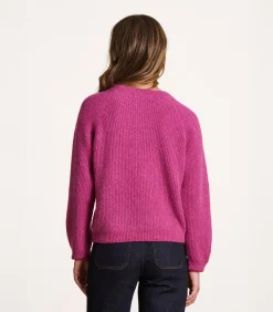 La Fée Maraboutée Roze dik gebreide trui, lange mouwen, ronde hals pink Discount