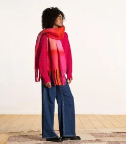 La Fée Maraboutée Roze geruite sjaal pink
