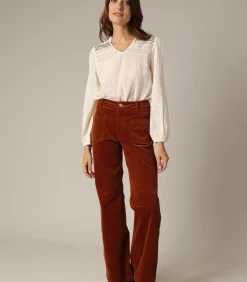 Deeluxe SAKARI - Rechte katoenen corduroy broek brown Clearance