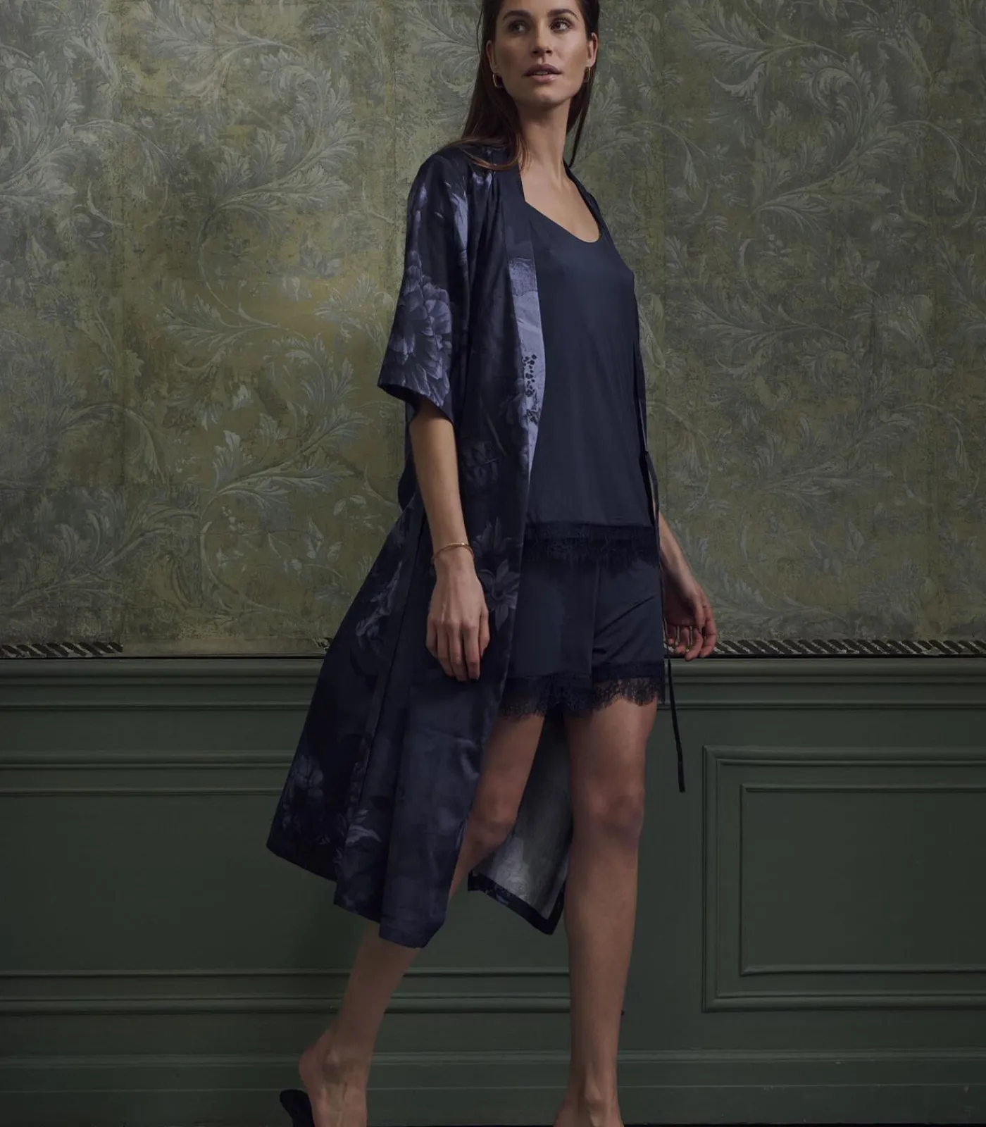 ESSENZA SARAI FLORA - Kimono darkBlue New