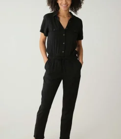 Deeluxe SAVANE - Damesjumpsuit met korte mouwen black Best