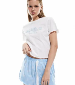 Koton Set Korte Pijama van Katoen met Schelpenprint blue Clearance