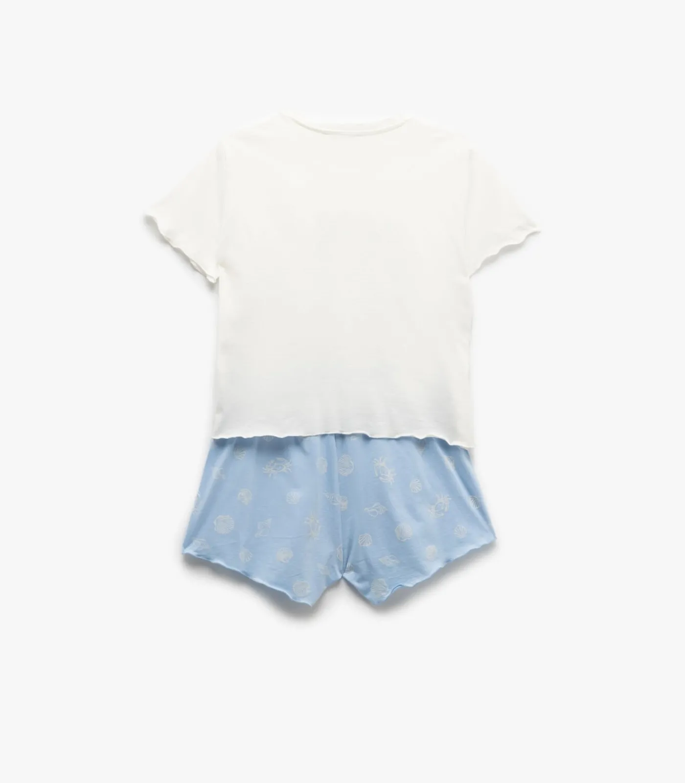 Koton Set Korte Pijama van Katoen met Schelpenprint blue Clearance