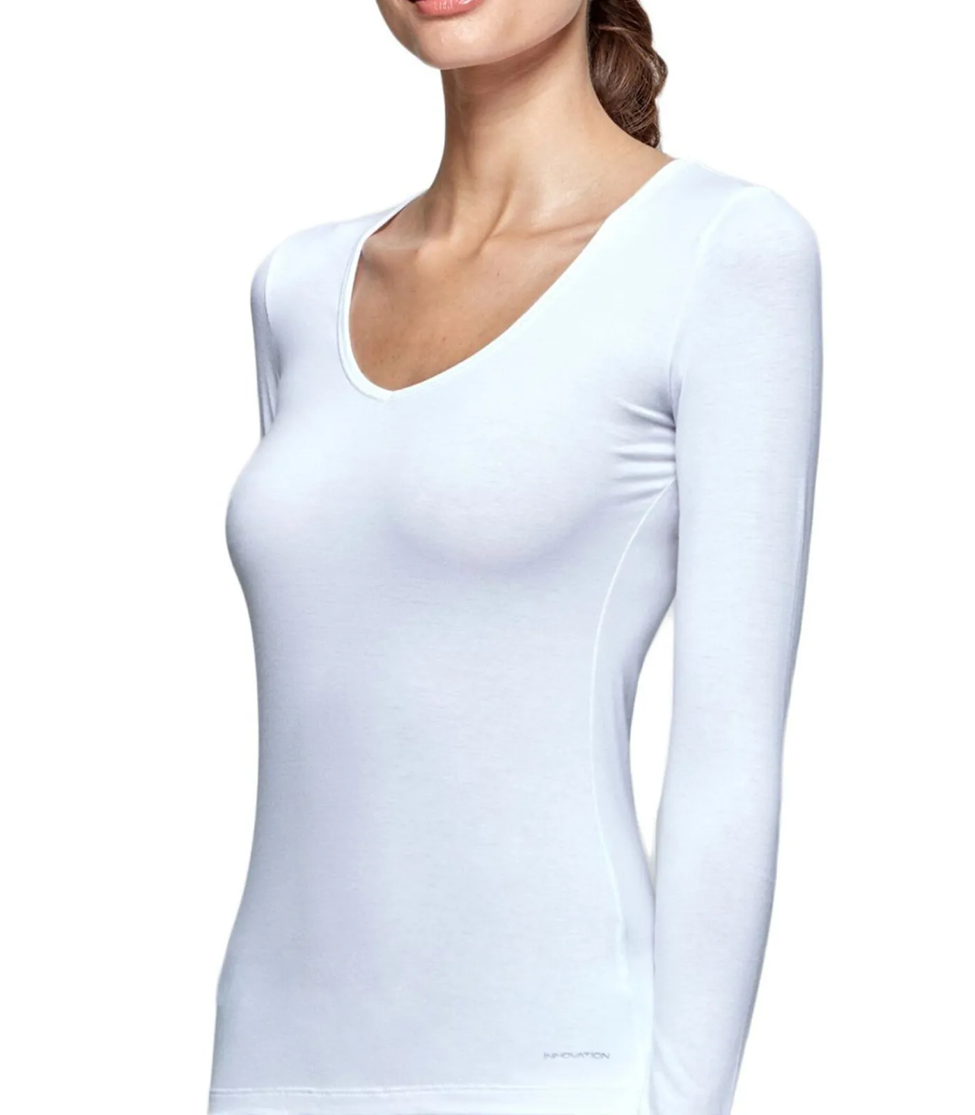 Impetus innovation Woman Shirt met V-hals en lange mouwen met innovatieve temperatuurregeling white Hot