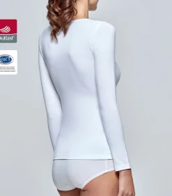 Impetus innovation Woman Shirt met V-hals en lange mouwen met innovatieve temperatuurregeling white Hot