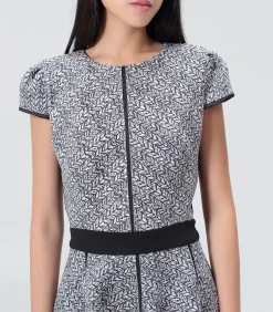 Smart & Joy Skaterjurk met geometrische print en jersey bies gray Best