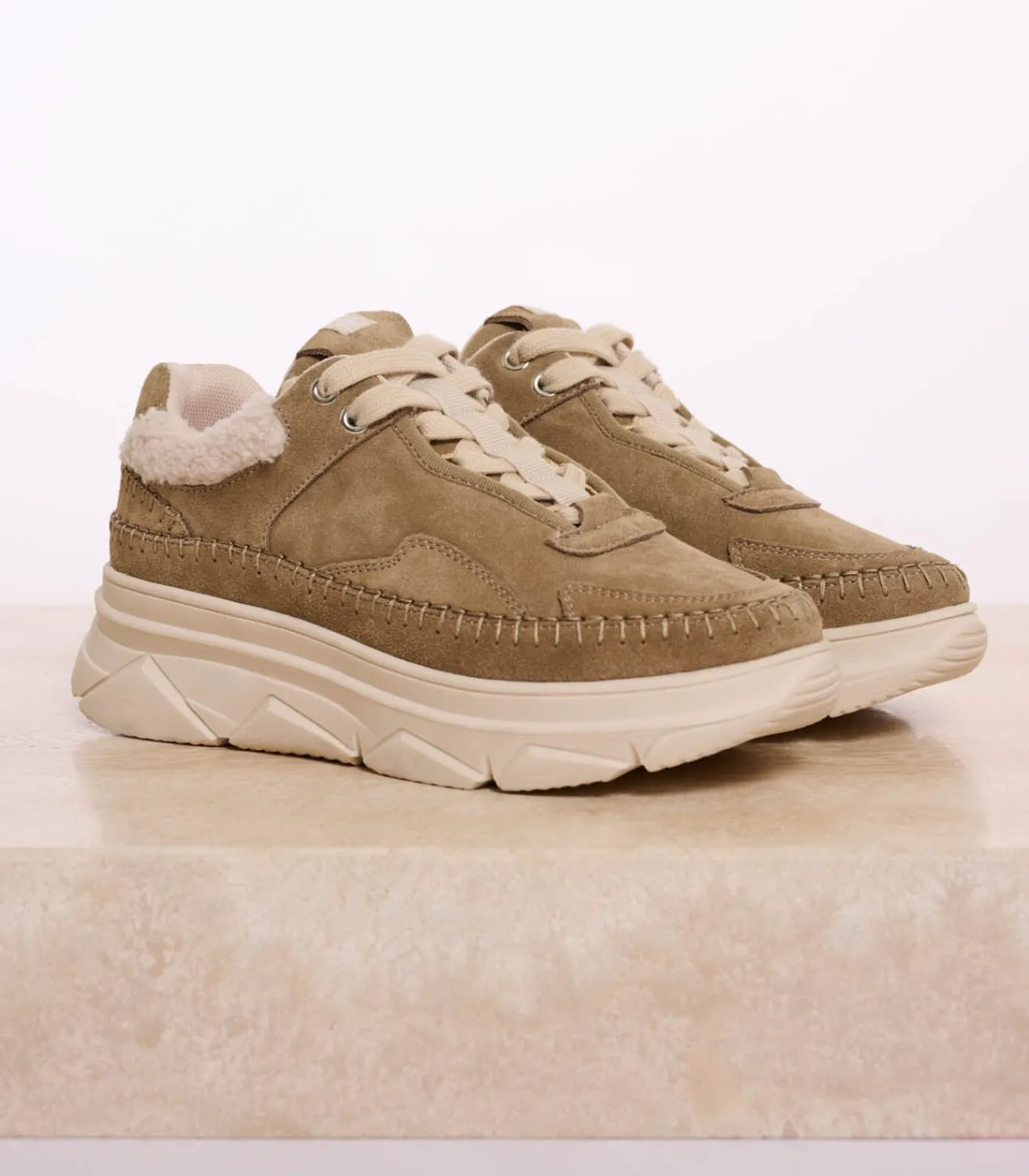 Rino&Pelle Sneaker met stikseldetails Olijf 38 oliveGreen Discount