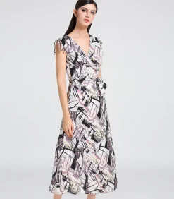 Smart & Joy Soepelvallende wikkeljurk met geometrische print multicolor New