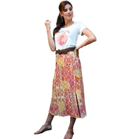 BLEU D'AZUR SOSO - ROK VAN CRÊPE VISCOSE MET PRINT multicolor New