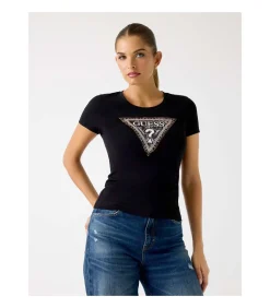 GUESS Ss Cn Triangle Python Tee black Hot