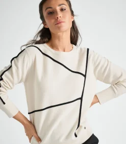 Marie Méro Stijlvolle pull in ecru met zwarte belijning creme New