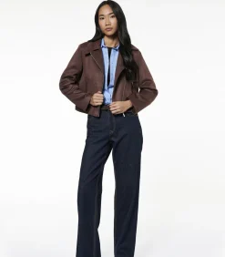 Koton Suède Crop Jasje Lang Bruin brown