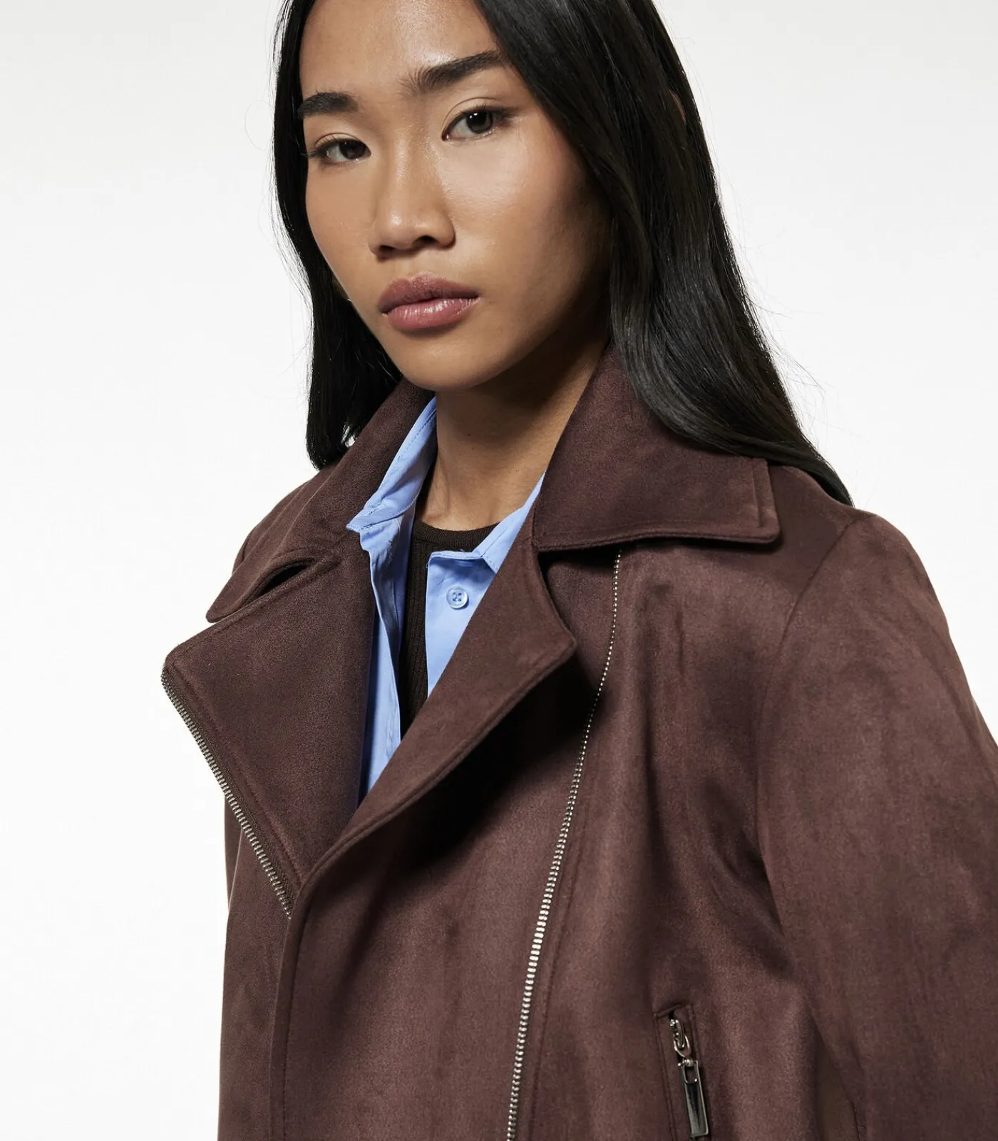Koton Suède Crop Jasje Lang Bruin brown