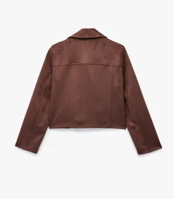 Koton Suède Crop Jasje Lang Bruin brown