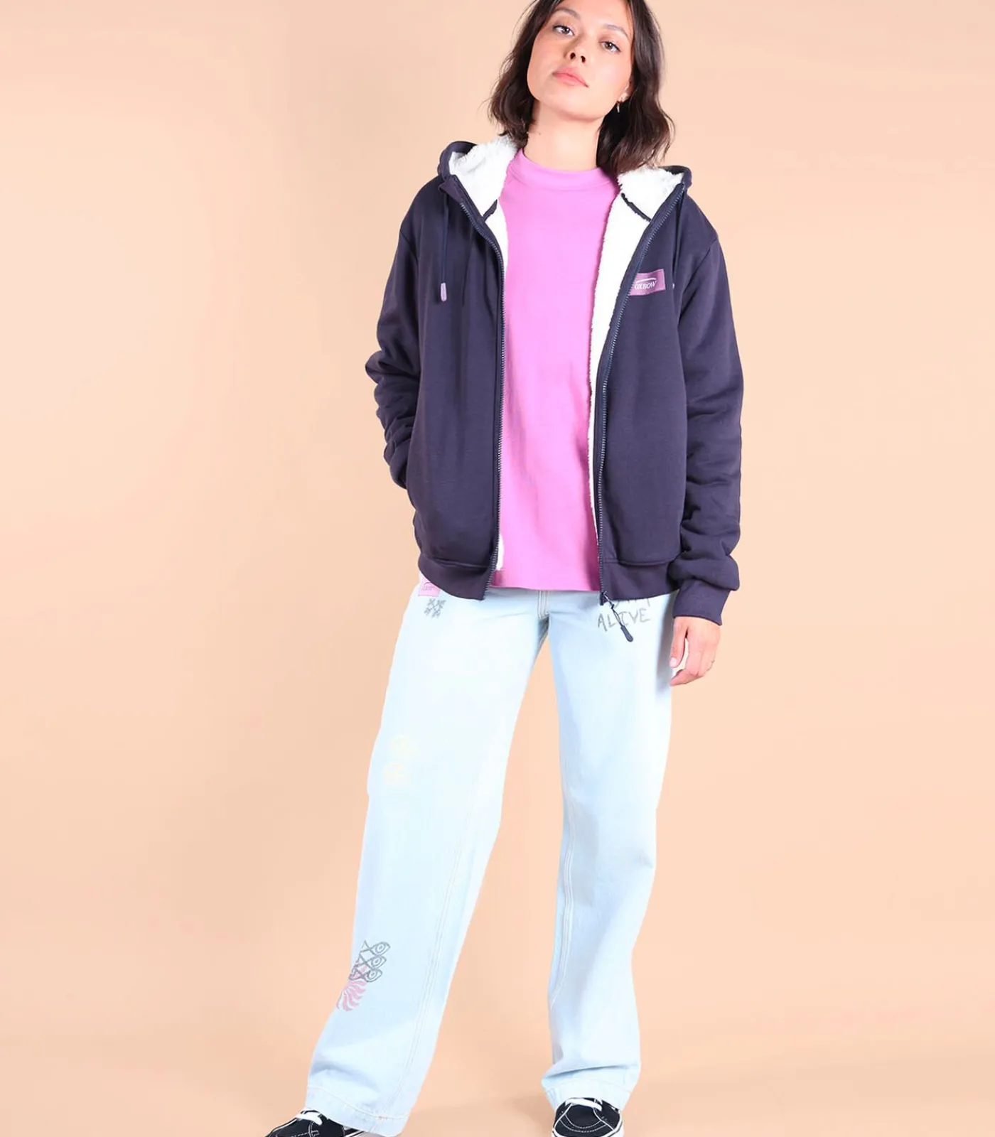 Oxbow Sweat capuche doublé sherpa SWIPS navyBlue Online