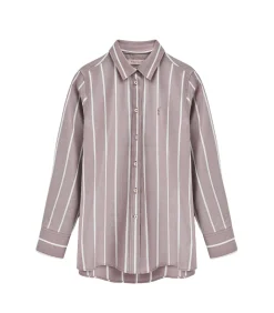 Polo Club -roze gestreept hemd met relaxed fit en Rigby Go-logo taupe Clearance