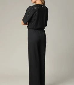 Deeluxe TAYLA - Zwarte crossover-jumpsuit voor dames met mooie mesh black