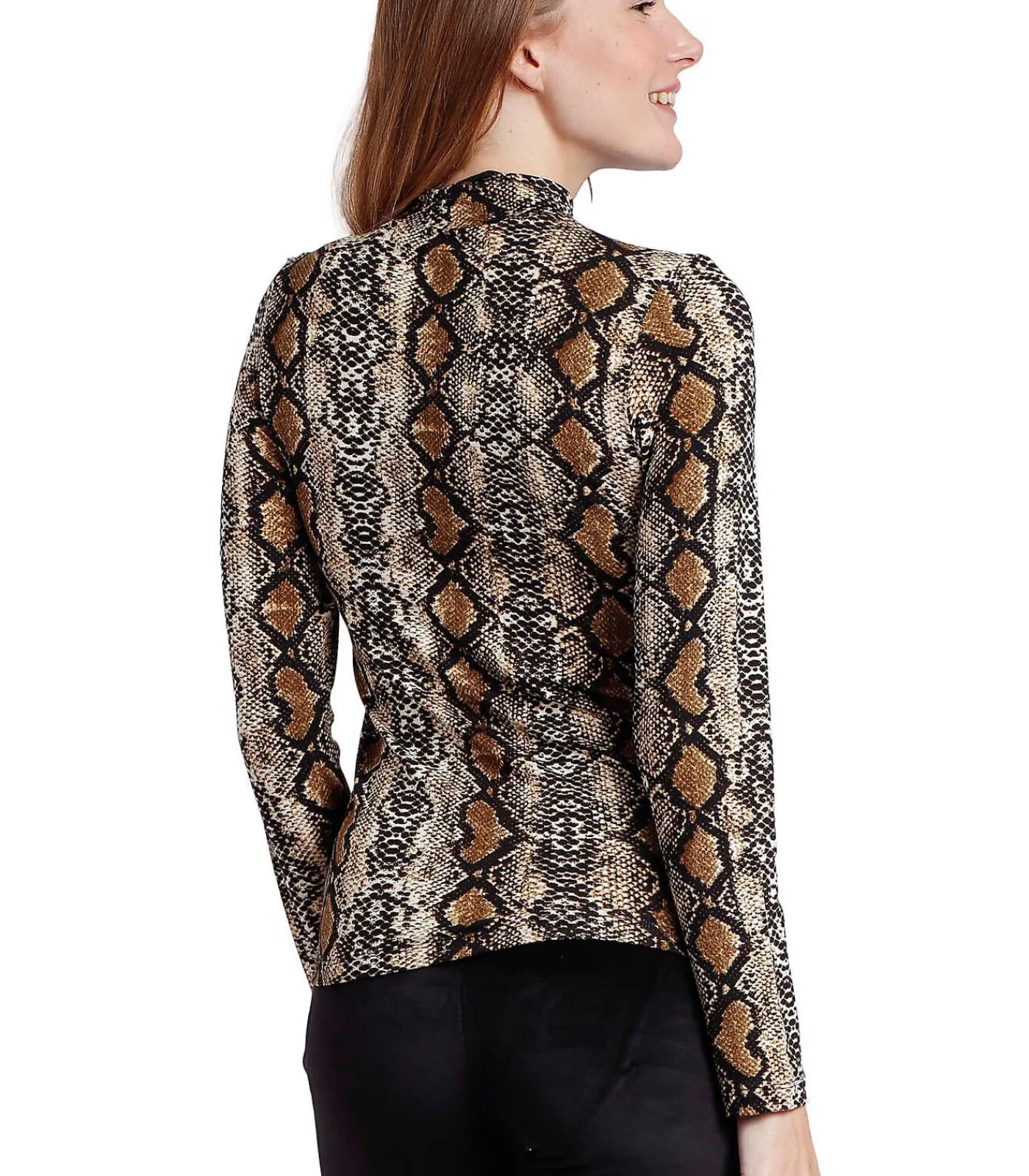 ADMAS Top met lange mouwen en opstaande kraag Serpiente beige Online