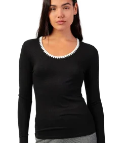 ADMAS Top met lange mouwen en ronde hals Canale Contraste black Best