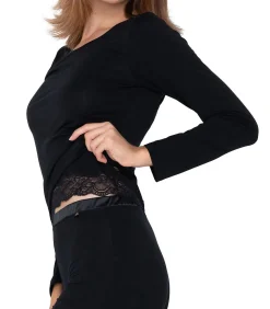 LUNA Top met lange mouwen Micro Touch black Hot