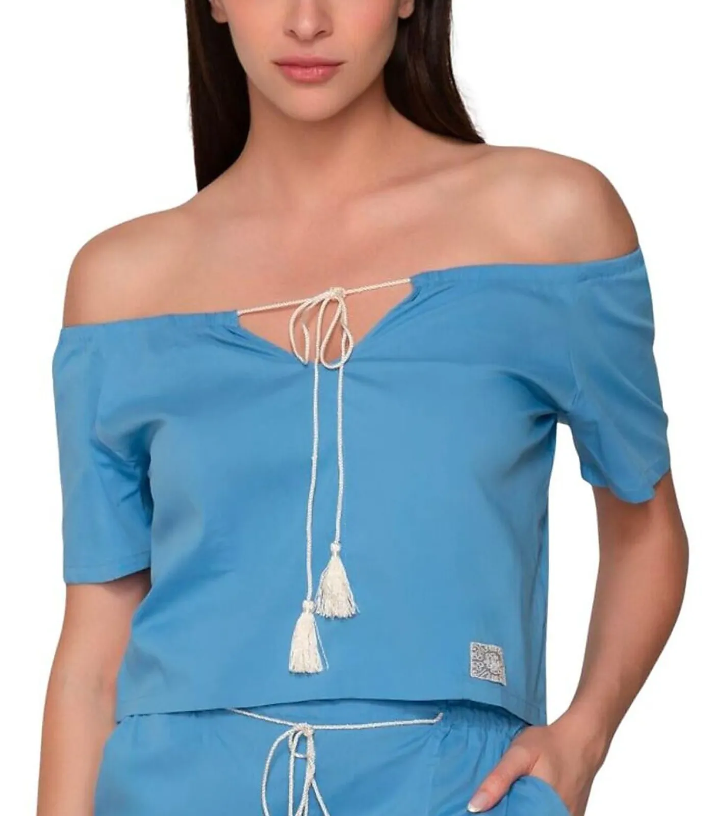 LUNA Top met slipe mouwen GRACE blue Outlet