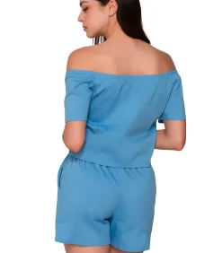 LUNA Top met slipe mouwen GRACE blue Outlet