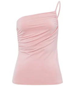 Les Lunes Top Met Spaghettibandjes “NOVAA Top One Shoulder Jersey” salmonPink Discount