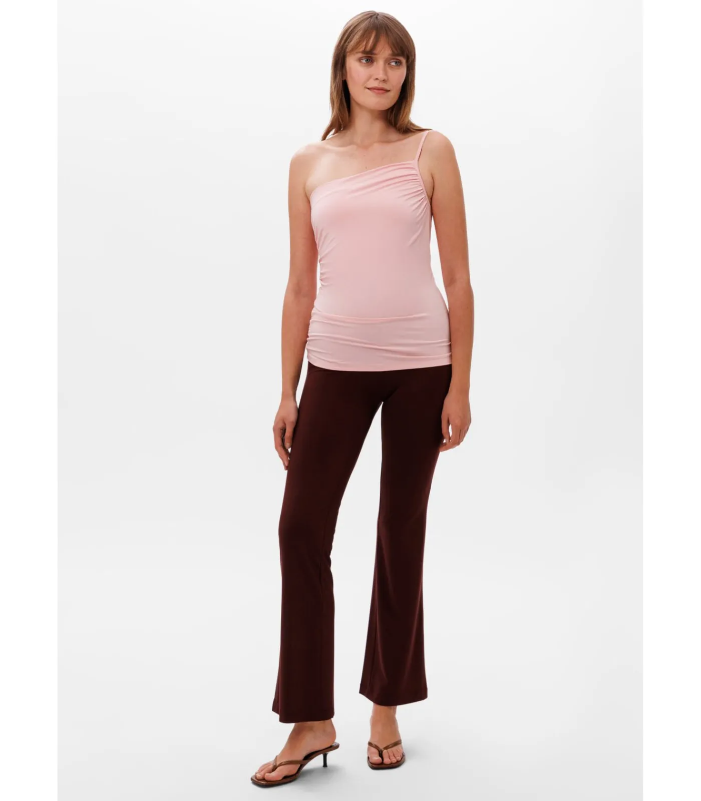 Les Lunes Top Met Spaghettibandjes “NOVAA Top One Shoulder Jersey” salmonPink Discount