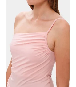 Les Lunes Top Met Spaghettibandjes “NOVAA Top One Shoulder Jersey” salmonPink Discount