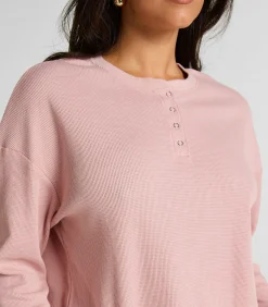 Hunkemöller Top van wafelstof Henley pink Clearance