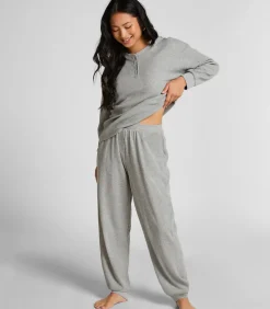 Hunkemöller Top van wafelstof Henley gray Best