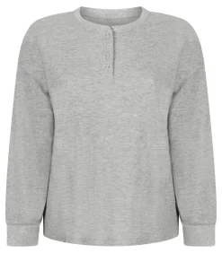 Hunkemöller Top van wafelstof Henley gray Best