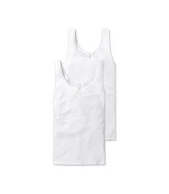 SCHIESSER topje 2 pack cotton essentials tank tops with embroidery white Sale