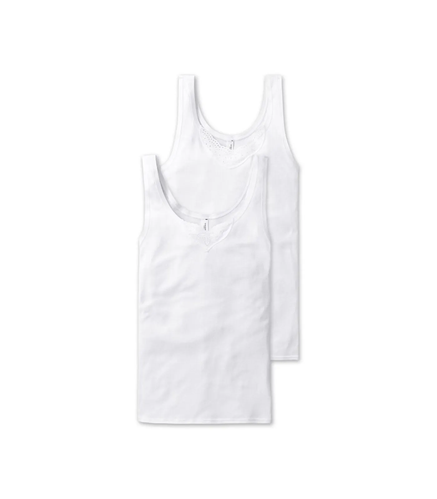 SCHIESSER topje 2 pack cotton essentials tank tops with embroidery white Sale