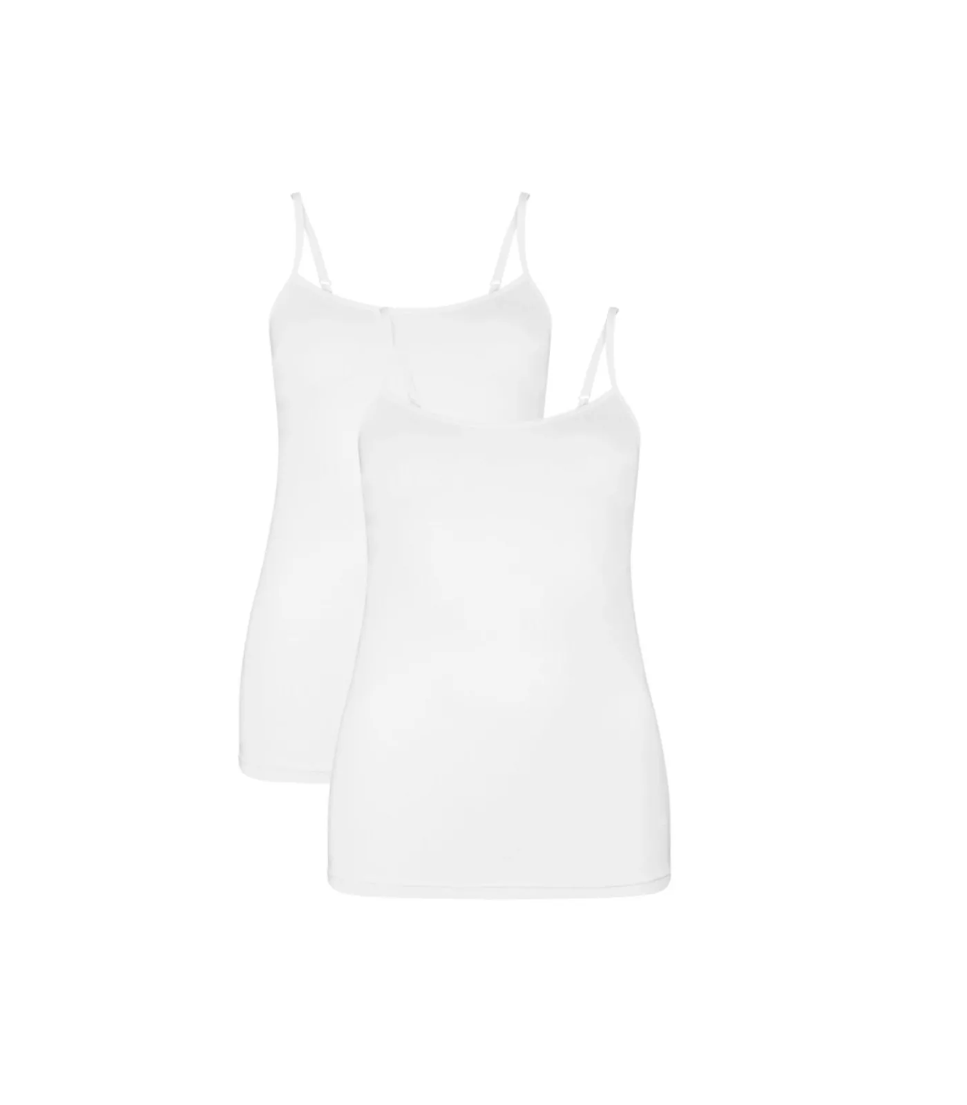 Bamboo basics topje 2 pack seamless knitted spaghetti top white