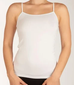 Bamboo basics topje 2 pack seamless knitted spaghetti top white
