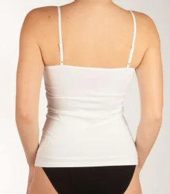 Bamboo basics topje 2 pack seamless knitted spaghetti top white