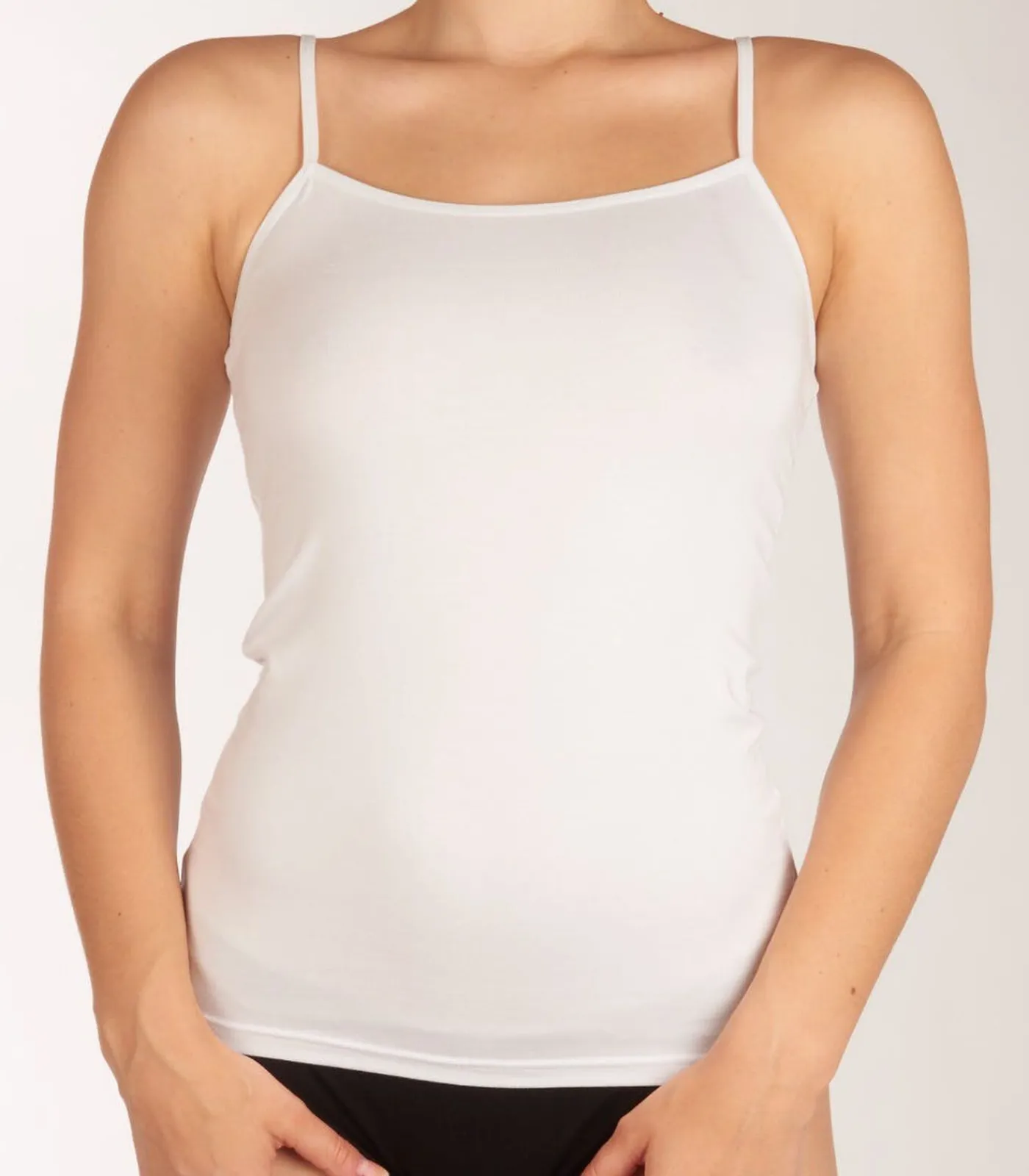 Bamboo basics topje 2 pack seamless knitted spaghetti top white
